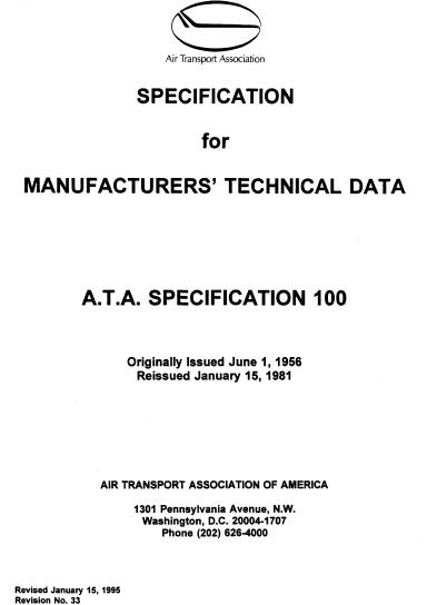 ATA Spec 100-1956R1995 Manufacturers' Technical Data